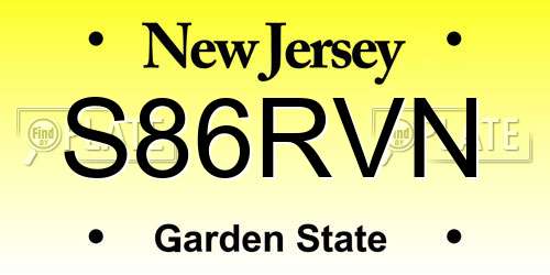 S86RVN New Jersey License Plate