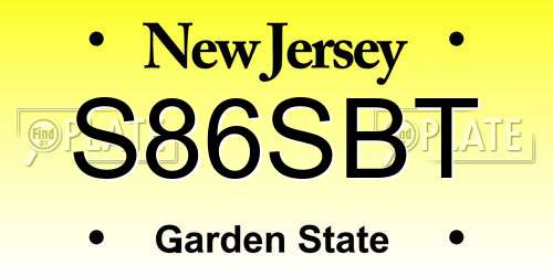S86SBT New Jersey License Plate