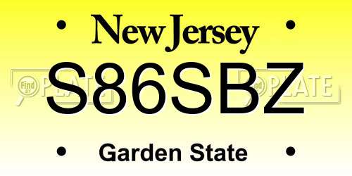 S86SBZ New Jersey License Plate