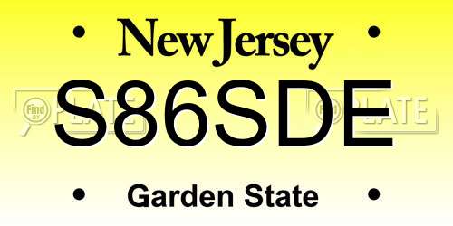 S86SDE New Jersey License Plate