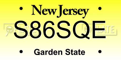 S86SQE New Jersey License Plate