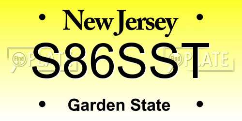 S86SST New Jersey License Plate
