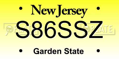 S86SSZ New Jersey License Plate
