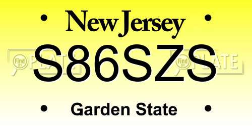 S86SZS New Jersey License Plate