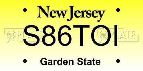 S86TOI New Jersey License Plate