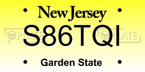 S86TQI New Jersey License Plate