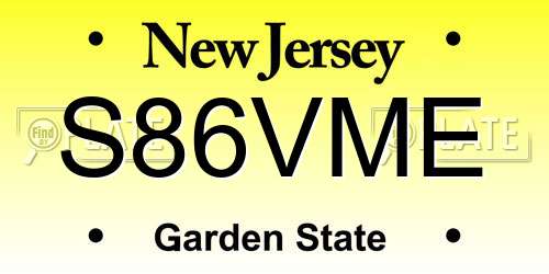 S86VME New Jersey License Plate
