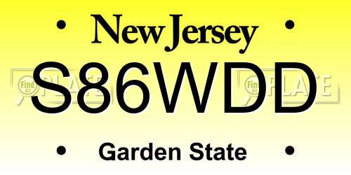 S86WDD New Jersey License Plate