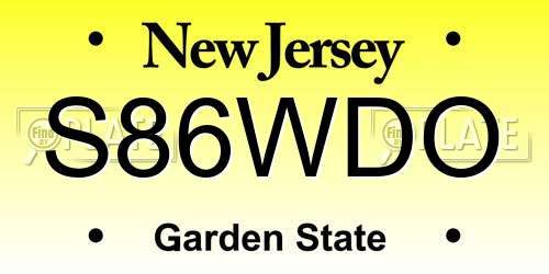 S86WDO New Jersey License Plate