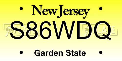 S86WDQ New Jersey License Plate