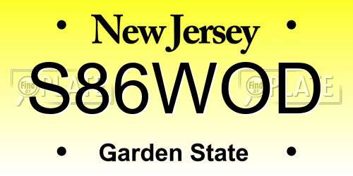 S86WOD New Jersey License Plate