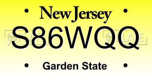 S86WQQ New Jersey License Plate