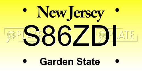 S86ZDI New Jersey License Plate