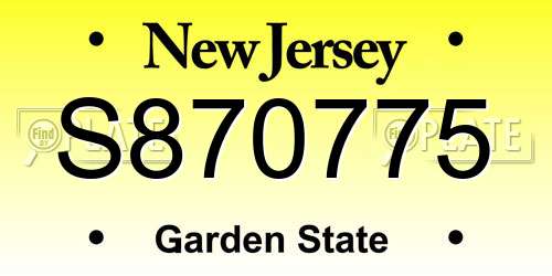 S870775 New Jersey License Plate