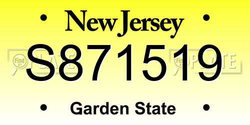 S871519 New Jersey License Plate