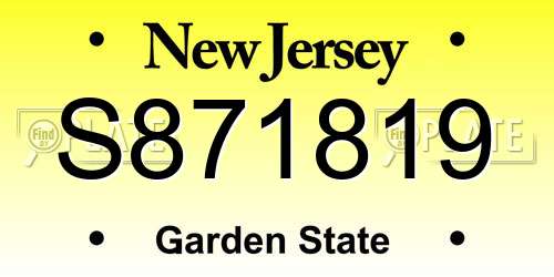 S871819 New Jersey License Plate