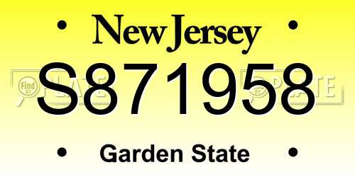 S871958 New Jersey License Plate