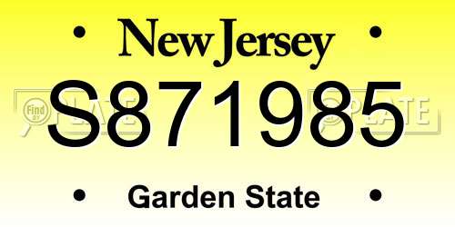 S871985 New Jersey License Plate