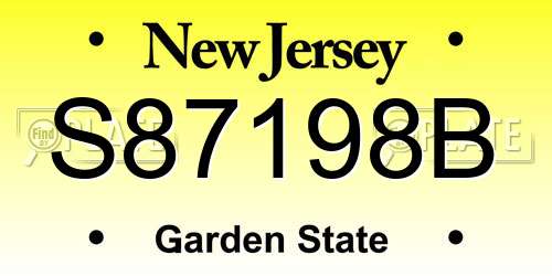 S87198B New Jersey License Plate