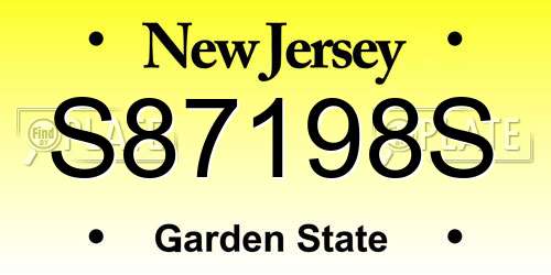 S87198S New Jersey License Plate