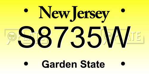 S8735W New Jersey License Plate