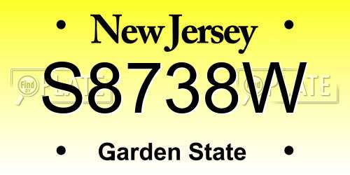 S8738W New Jersey License Plate