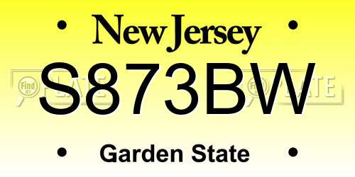 S873BW New Jersey License Plate