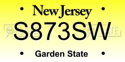 S873SW New Jersey License Plate
