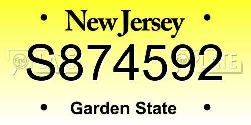 S874592 New Jersey License Plate