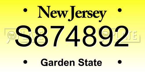 S874892 New Jersey License Plate