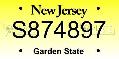 S874897 New Jersey License Plate