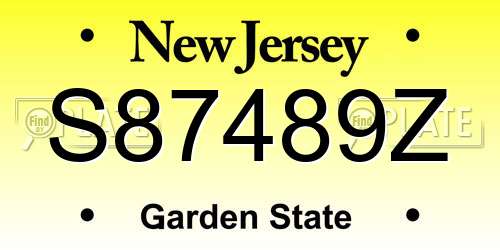 S87489Z New Jersey License Plate