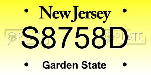 S8758D New Jersey License Plate