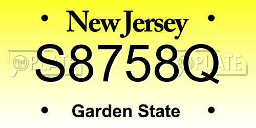 S8758Q New Jersey License Plate