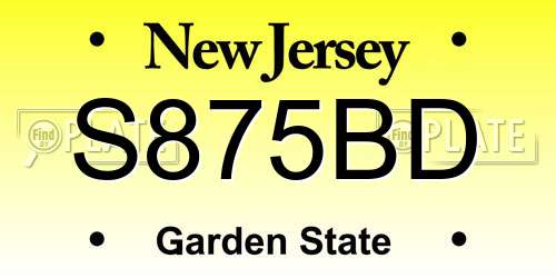 S875BD New Jersey License Plate