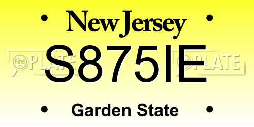 S875IE New Jersey License Plate