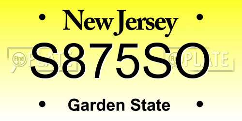 S875SO New Jersey License Plate
