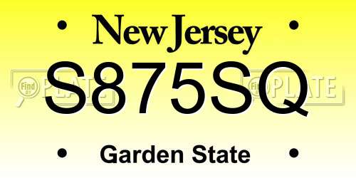 S875SQ New Jersey License Plate