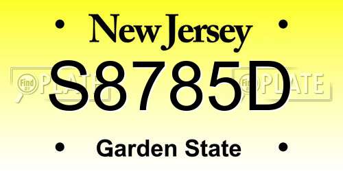 S8785D New Jersey License Plate