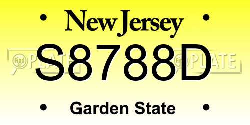 S8788D New Jersey License Plate
