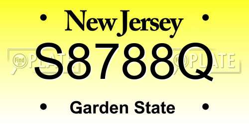 S8788Q New Jersey License Plate