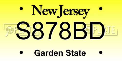 S878BD New Jersey License Plate