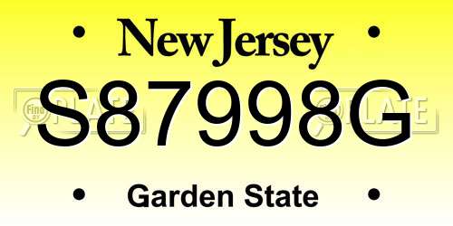 S87998G New Jersey License Plate