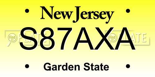 S87AXA New Jersey License Plate