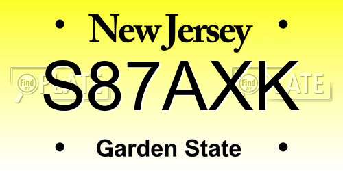 S87AXK New Jersey License Plate