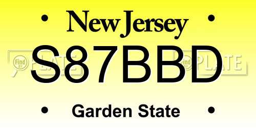 S87BBD New Jersey License Plate