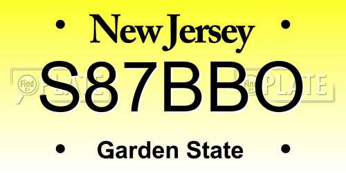S87BBO New Jersey License Plate