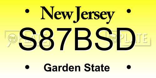 S87BSD New Jersey License Plate