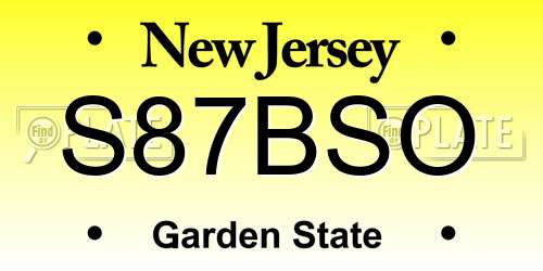S87BSO New Jersey License Plate