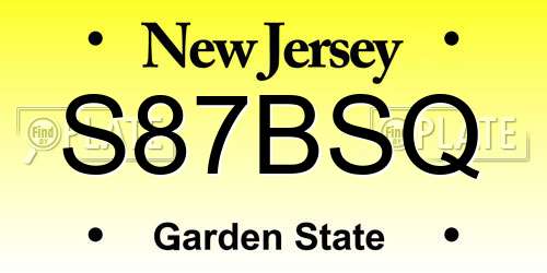 S87BSQ New Jersey License Plate